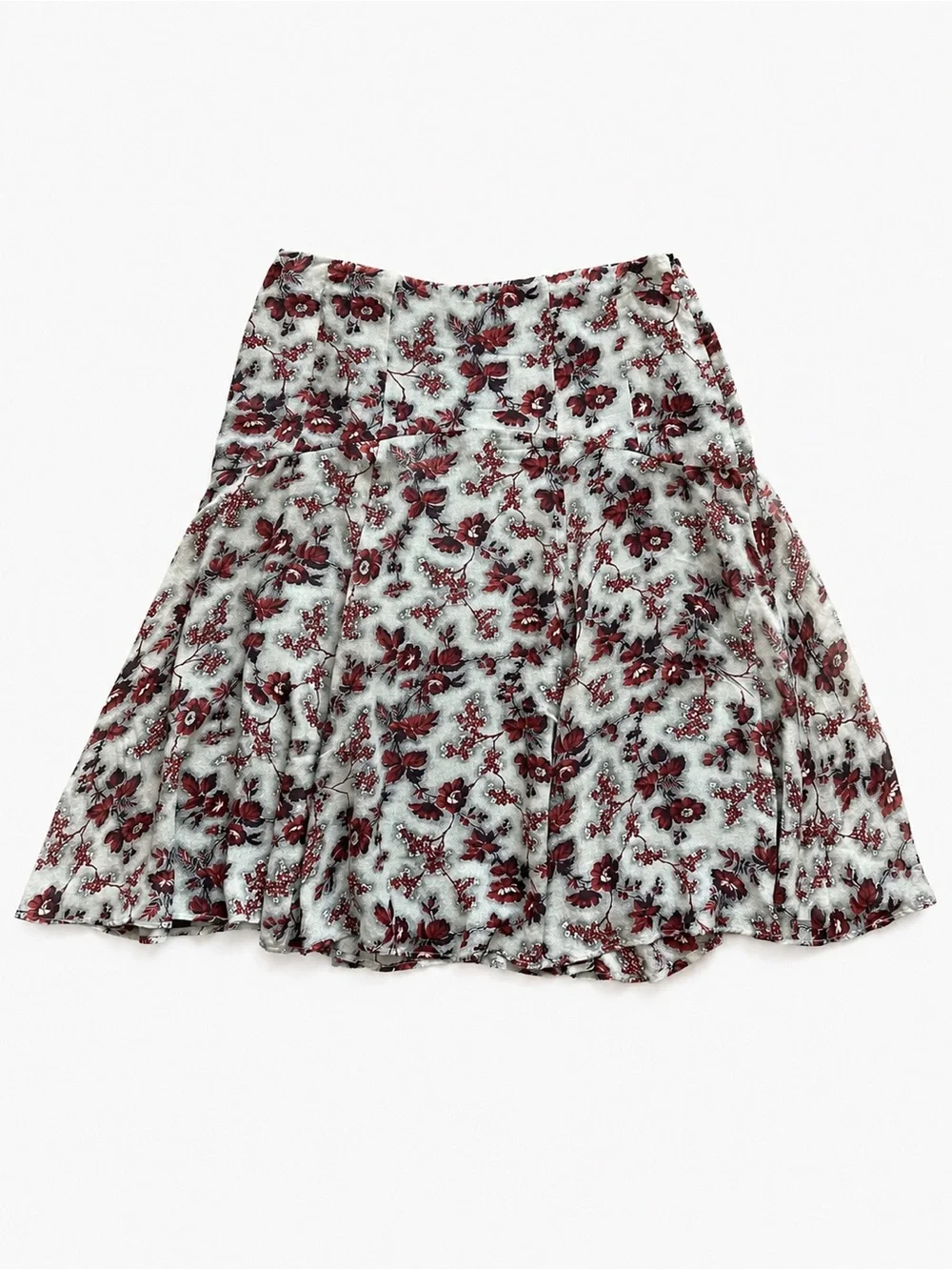 Anne Klein Silk Floral A-Line Skirt Size 8 Side Zip